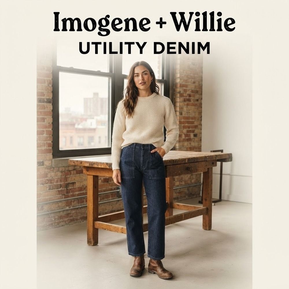Imogene + Willie Cotton Linen Utility Trousers Jeans M Military Workwear Artisan